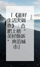 《美好生活大调查》：合肥上榜“美好焕新”典范城市