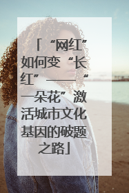 “网红”如何变“长红”——“一朵花”激活城市文化基因的破题之路