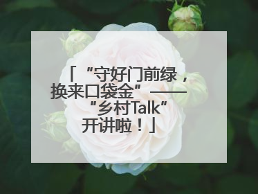 “守好门前绿，换来口袋金”——“乡村Talk”开讲啦！
