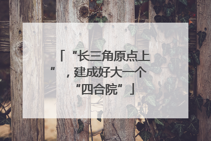 “长三角原点上”，建成好大一个“四合院”