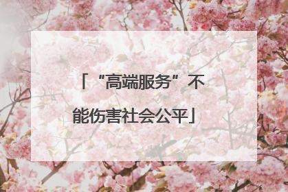 “高端服务”不能伤害社会公平