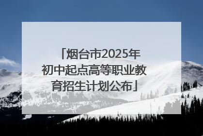 烟台市2025年初中起点高等职业教育招生计划公布