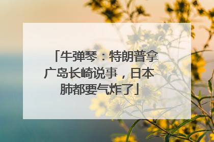 牛弹琴：特朗普拿广岛长崎说事，日本肺都要气炸了