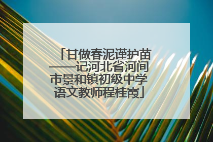 甘做春泥谨护苗——记河北省河间市景和镇初级中学语文教师程桂霞