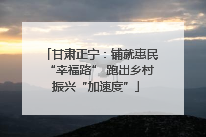 甘肃正宁：铺就惠民“幸福路” 跑出乡村振兴“加速度”