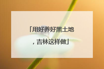 用好养好黑土地，吉林这样做