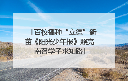 百校播种“立德”新苗《阳光少年报》照亮南召学子求知路