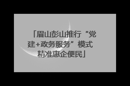 眉山彭山推行“党建+政务服务”模式 精准惠企便民