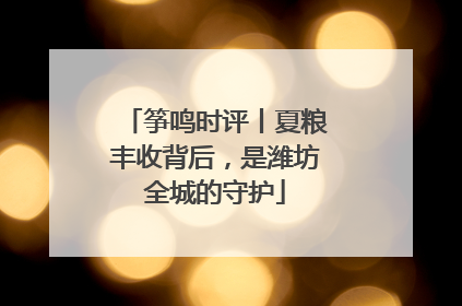 筝鸣时评丨夏粮丰收背后，是潍坊全城的守护