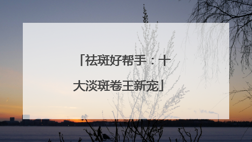祛斑好帮手：十大淡斑卷王新宠