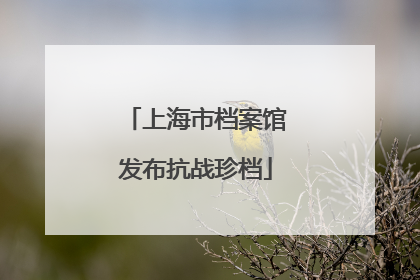 上海市档案馆发布抗战珍档