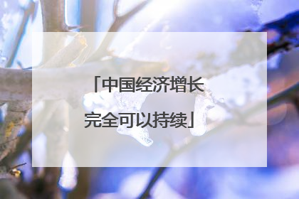 中国经济增长完全可以持续