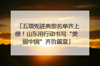 五项先进典型名单齐上榜！山东用行动书写“美丽中国”齐鲁篇章