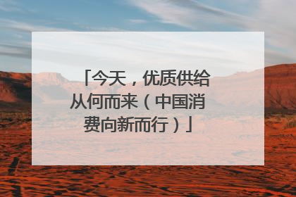 今天，优质供给从何而来（中国消费向新而行）