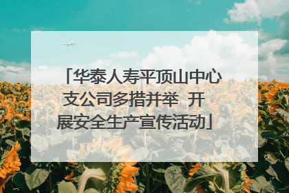 华泰人寿平顶山中心支公司多措并举  开展安全生产宣传活动
