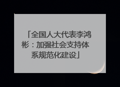 全国人大代表李鸿彬：加强社会支持体系规范化建设