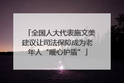 全国人大代表施文美建议让司法保障成为老年人“暖心护盾”