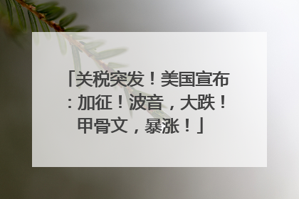 关税突发！美国宣布：加征！波音，大跌！甲骨文，暴涨！