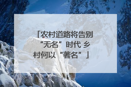 农村道路将告别“无名”时代 乡村何以“著名”
