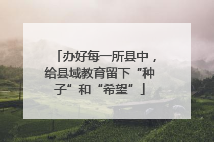办好每一所县中，给县域教育留下“种子”和“希望”