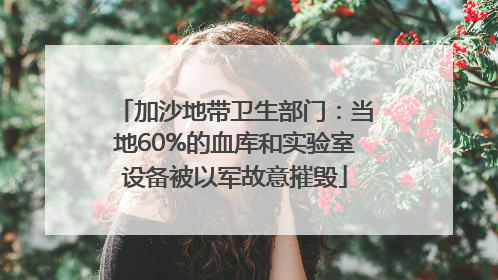 加沙地带卫生部门：当地60%的血库和实验室设备被以军故意摧毁