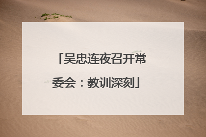 吴忠连夜召开常委会：教训深刻