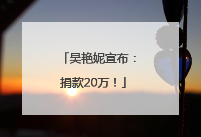 吴艳妮宣布：捐款20万！