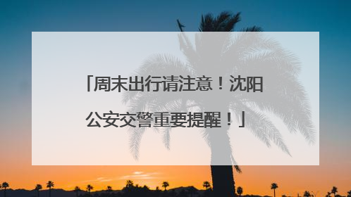 周末出行请注意！沈阳公安交警重要提醒！