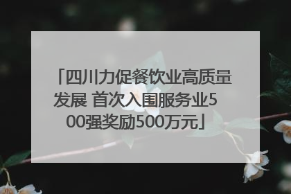 四川力促餐饮业高质量发展 首次入围服务业500强奖励500万元