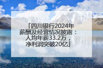 四川银行2024年薪酬及经营情况披露：人均年薪33.2万，净利润突破20亿