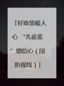 好政策暖人心 “孔雀蓝”增信心（国防视线）
