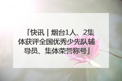 快讯｜烟台1人、2集体获评全国优秀少先队辅导员、集体荣誉称号