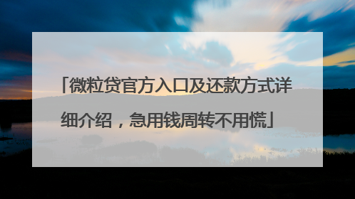 微粒贷官方入口及还款方式详细介绍，急用钱周转不用慌