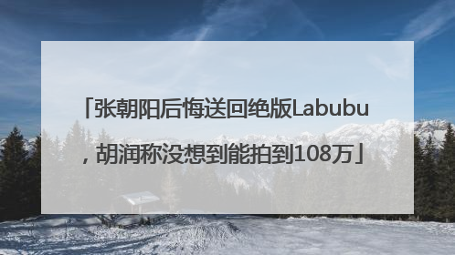 张朝阳后悔送回绝版Labubu，胡润称没想到能拍到108万