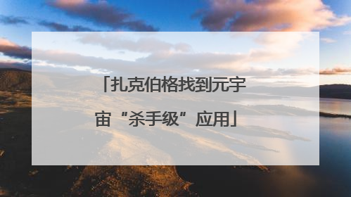 扎克伯格找到元宇宙“杀手级”应用