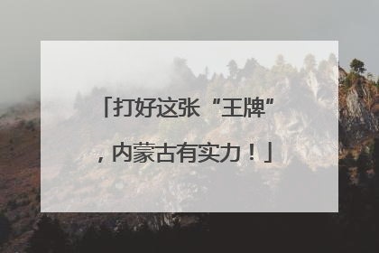 打好这张“王牌”，内蒙古有实力！