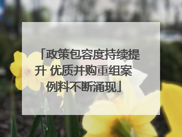政策包容度持续提升 优质并购重组案例料不断涌现