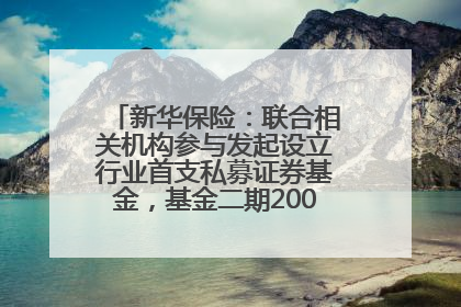 新华保险：联合相关机构参与发起设立行业首支私募证券基金，基金二期200亿元已募集完毕