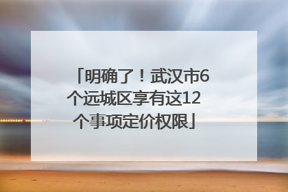明确了！武汉市6个远城区享有这12个事项定价权限