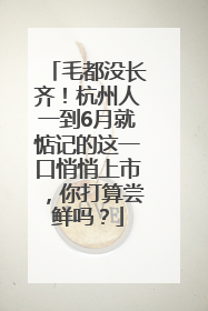 毛都没长齐！杭州人一到6月就惦记的这一口悄悄上市，你打算尝鲜吗？