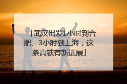 武汉出发1小时到合肥、3小时到上海，这条高铁有新进展