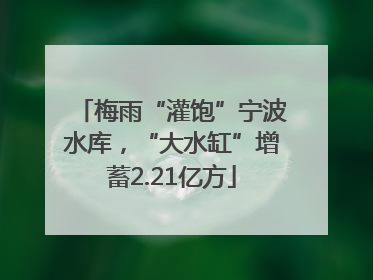 梅雨“灌饱”宁波水库，“大水缸”增蓄2.21亿方