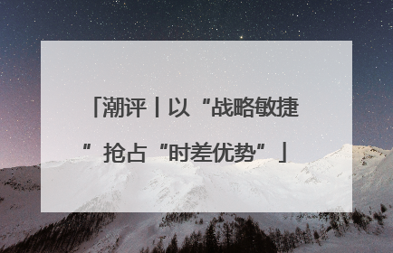 潮评丨以“战略敏捷”抢占“时差优势”