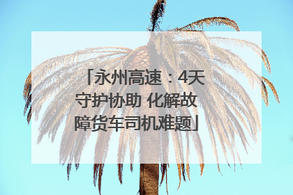 永州高速：4天守护协助 化解故障货车司机难题