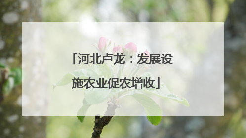 河北卢龙：发展设施农业促农增收