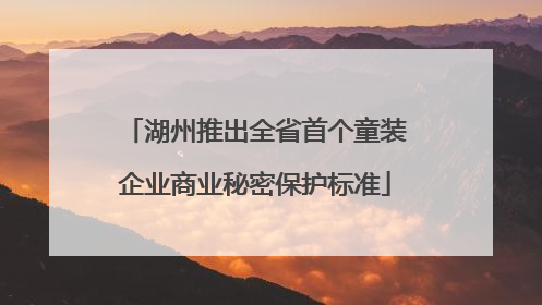 湖州推出全省首个童装企业商业秘密保护标准