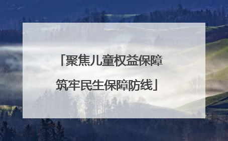 聚焦儿童权益保障 筑牢民生保障防线