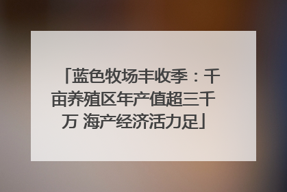 蓝色牧场丰收季：千亩养殖区年产值超三千万 海产经济活力足