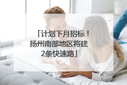 计划下月招标！扬州南部地区将建2条快速路