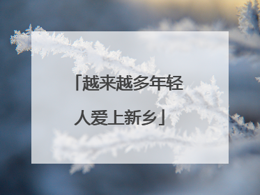 越来越多年轻人爱上新乡